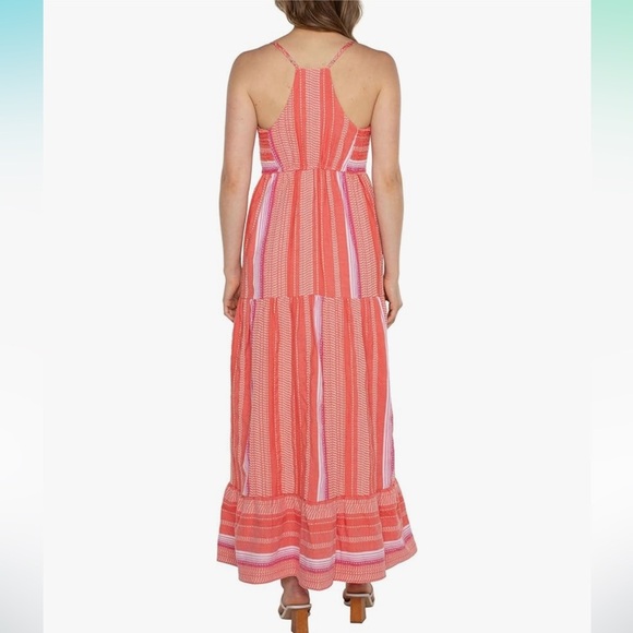 NWT Liverpool Los Angeles
Racer Back Tiered Maxi Dress with Smocking in coral - Picture 3 of 17